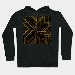 Random Line Patterns in Yellow and Black Hoodie